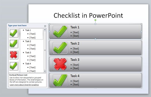 Checklist Template Ppt Instead, if you want to list your checklist items in columns you can opt to use another representation. In this example below we have used the continuous ...