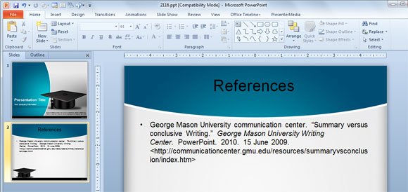 Apa bibliography references used in a powerpoint