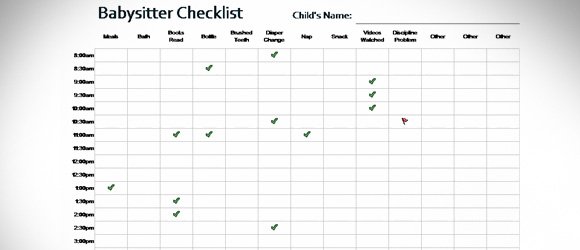 Checklist Template Xls Babysitter Template Checklist for Excel