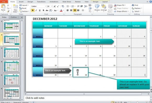 How To Make A Calendar In PowerPoint 2010 Using Shapes And Tables