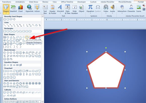 How to Draw a Pentagon Shape in PowerPoint 2010