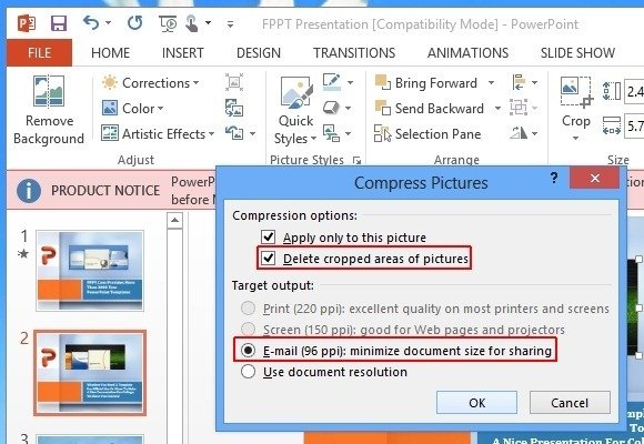 Compress Pictures In PowerPoint 2013 To Reduce Presentation File Size