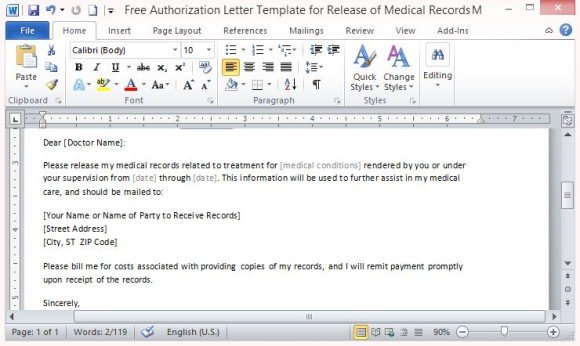 Authorization Release Medical Records Templates