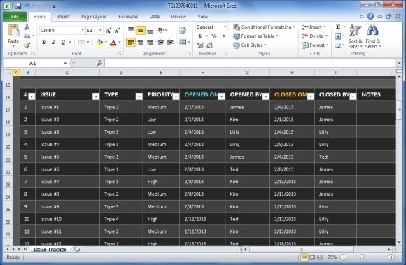 Issue Tracking Template Excel Microsoft