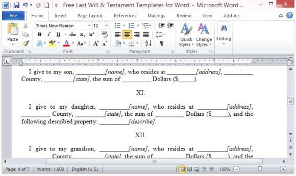 Where do you find free downloadable will and testament forms?