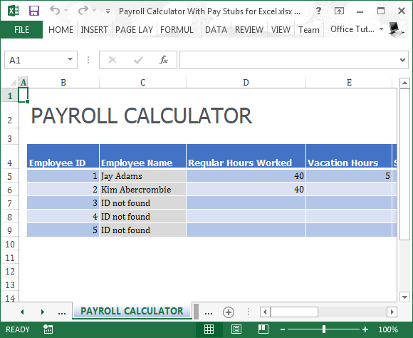 Payroll Calculator With Pay Stubs For Excel