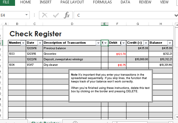 Excel Templates For Check Registers