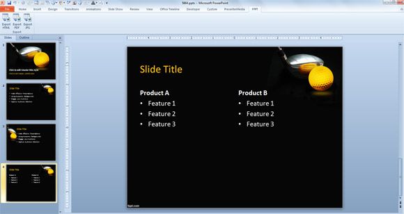 Golf PowerPoint sunusu için dahili slayt tasarımı