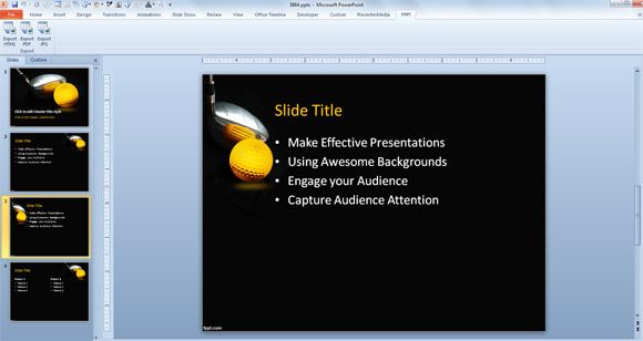 Golf interno PowerPoint Template design slide
