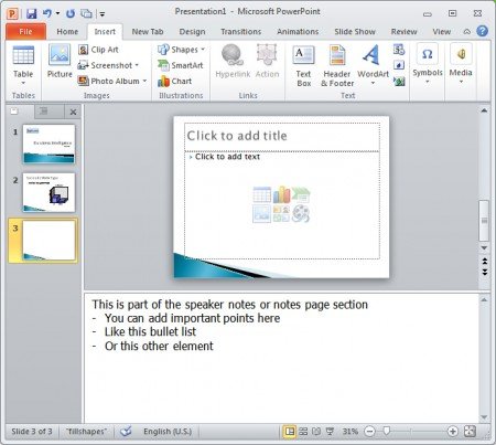 powerpoint presentation with speaker notes