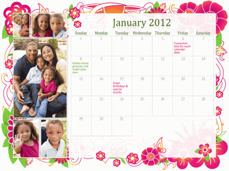 family calendar template 2012 powerpoint