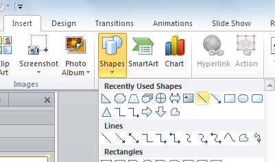 Drawing lines in PowerPoint