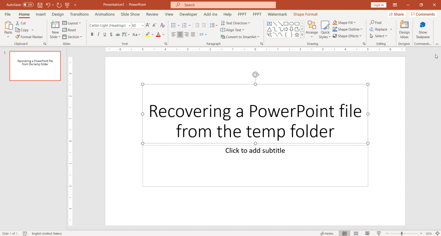 recover powerpoint presentation from tmp file