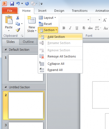 Organize your PowerPoint presentations using sections