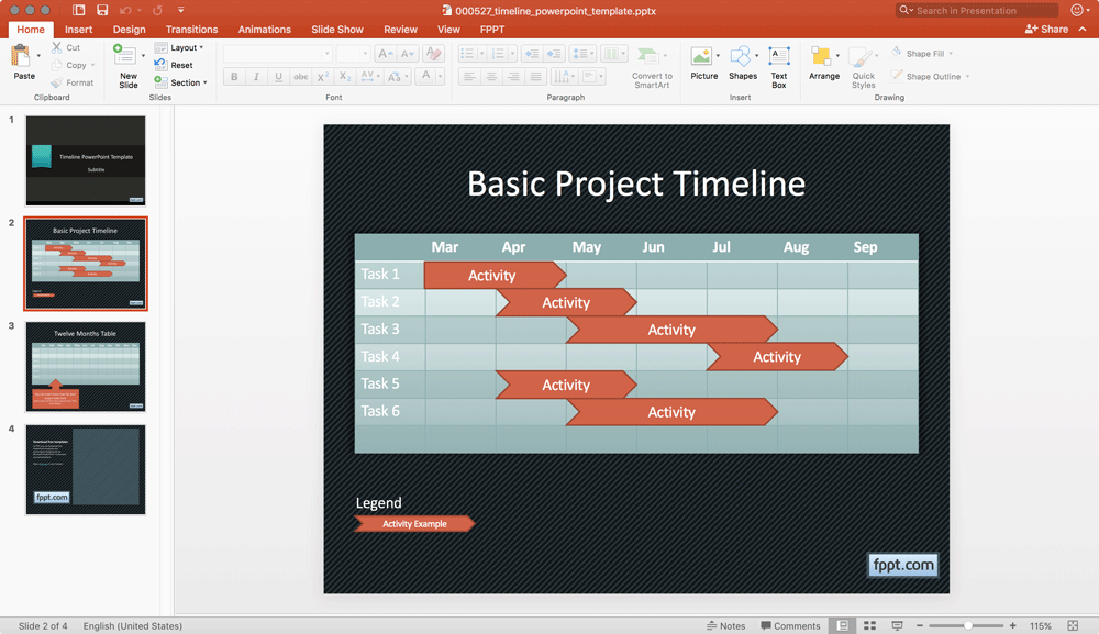 Basic PowerPoint timeline design for Presentations