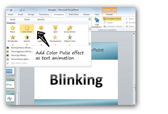 How to blink a text in PowerPoint
