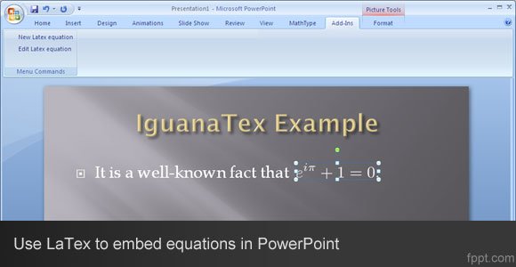 how to embed equations in PowerPoint