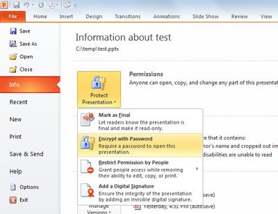 how do you protect your powerpoint presentation with password