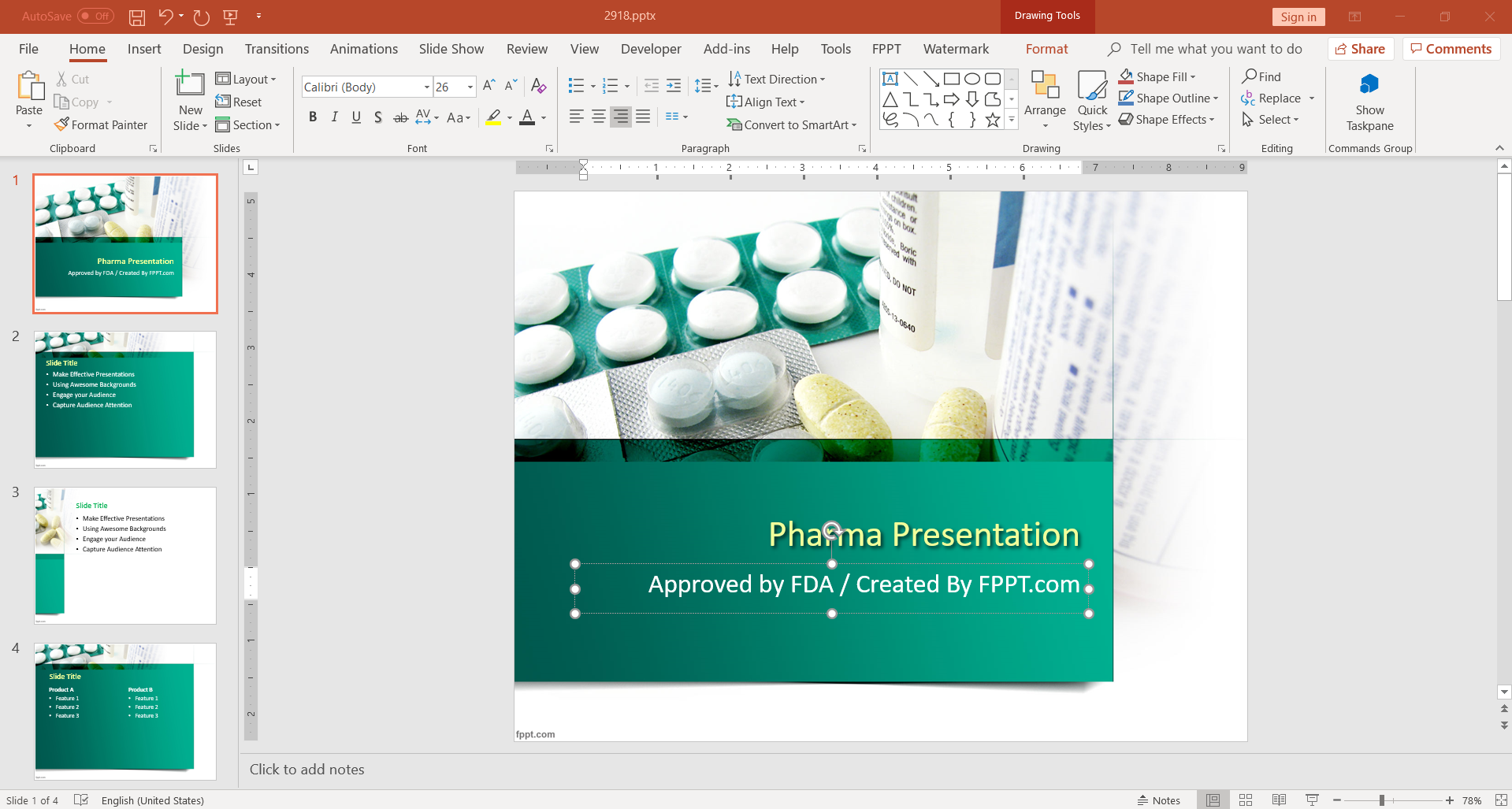 Pharma presentation FDA template design
