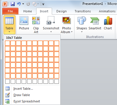 How to create a table in PowerPoint