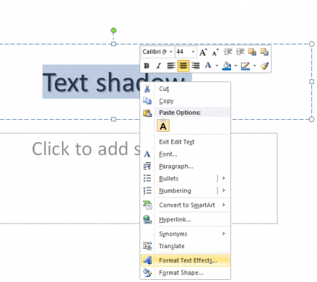 text shadow powerpoint