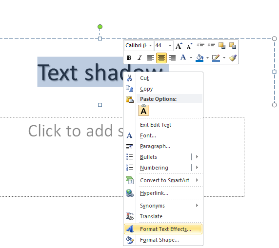 text shadow effect in powerpoint