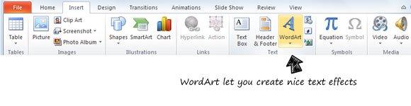 What is WordArt feature in PowerPoint?