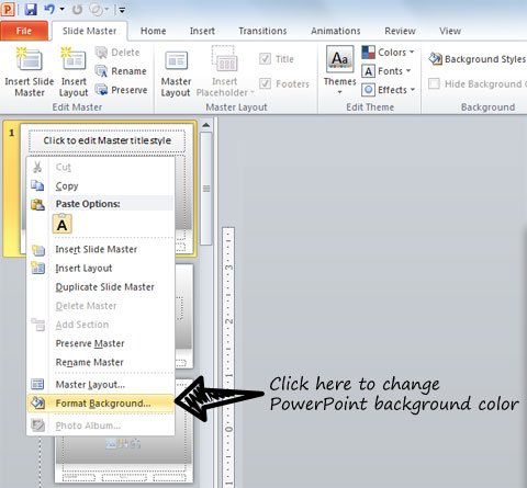 color powerpoint background changing