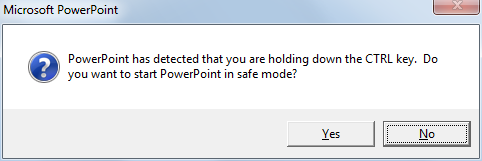 starting powerpoint 2010 in safe mode