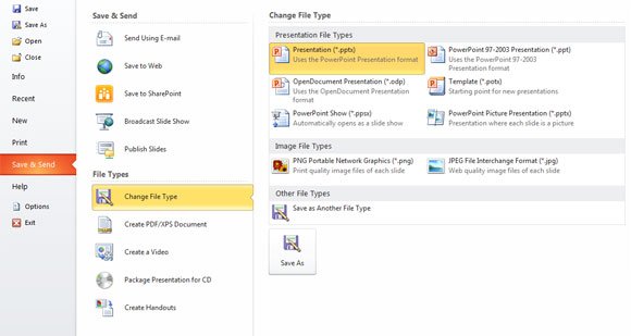powerpoint file extension 2016