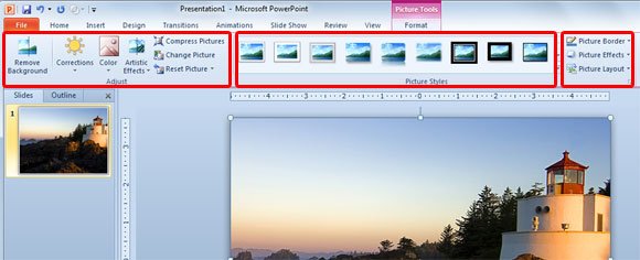 Color effects in PowerPoint 2010