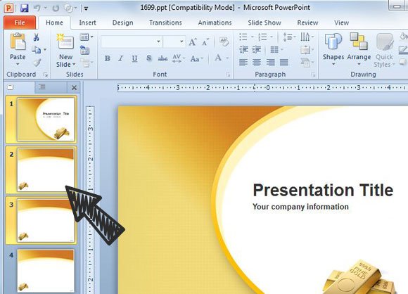 Example of gold PowerPoint template
