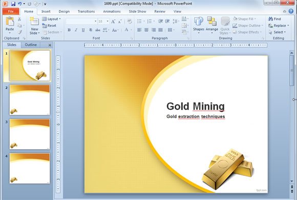 gold mine extraction ppt template slide design
