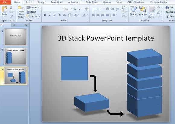 How to make 3D Stack Template in PowerPoint using Shapes