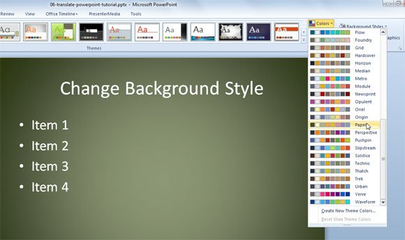 Background Styles Preset in PowerPoint 2010