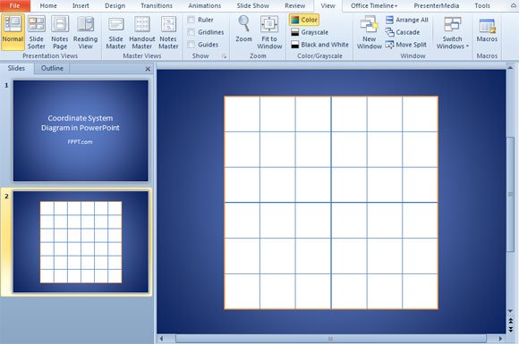 2d Coordinate System in PowerPoint using Shapes