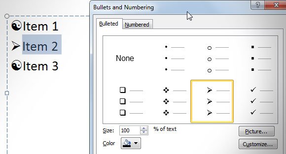 customize bullet list powerpoint