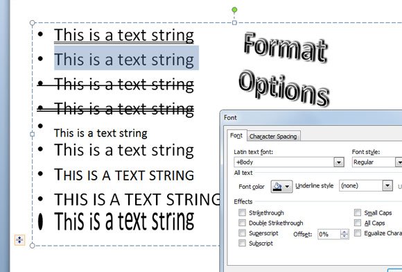 Changing the Font Format Effects in PowerPoint