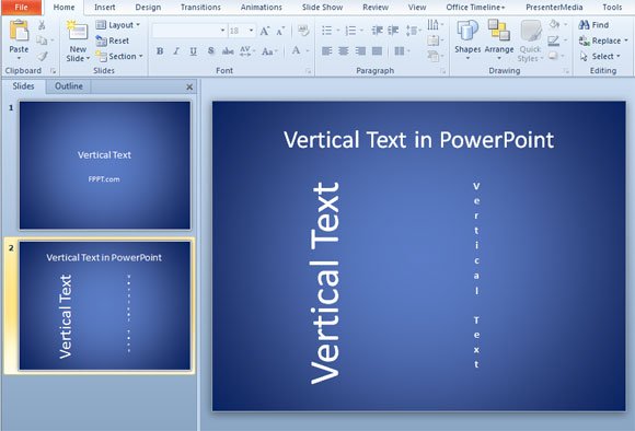 Vertical Text in PowerPoint 2010