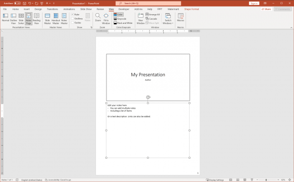 Notes page view PowerPoint