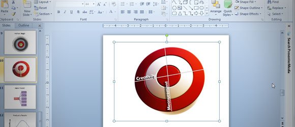 Drawing an Bullseye in PowerPoint 2010 using Shapes