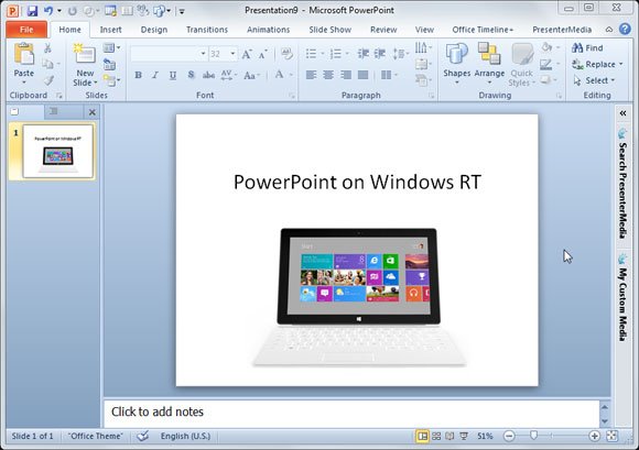 MS Office with PowerPoint for Windows RT