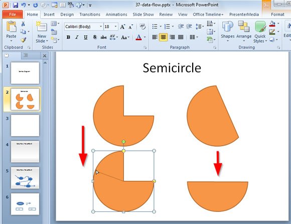 PowerPoint semicircle or half circle in PowerPoint presentations