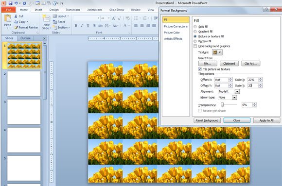 Tile Up Background in PowerPoint 2010