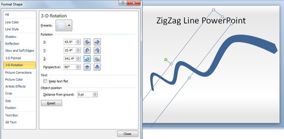 Zig zag line perspective with a squiggly line in PowerPoint