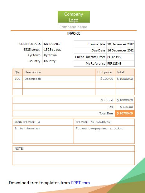 Simple Invoice PowerPoint Template free download