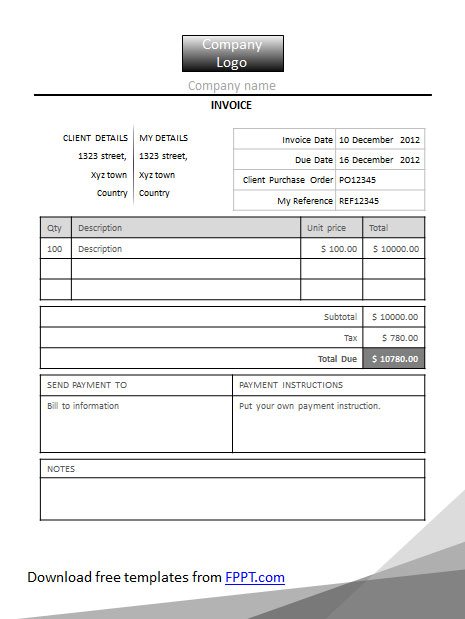 Black Invoice PowerPoint Template free download