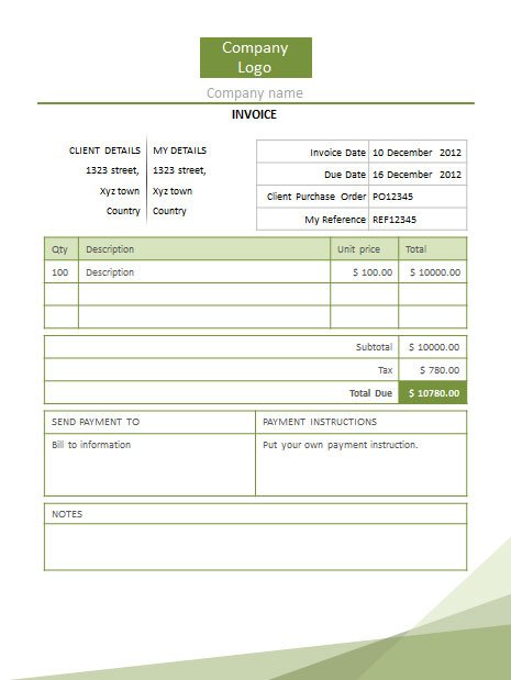 Green Invoice PowerPoint Template free download