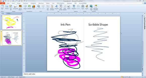 scribble vs pen