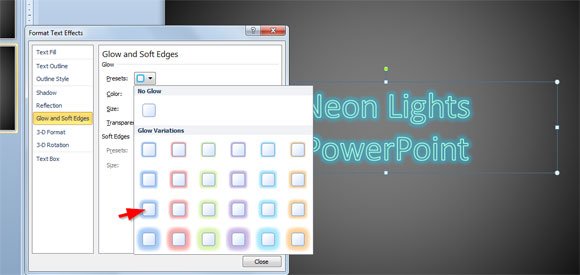 Adding a Neon Effect to PowerPoint Text